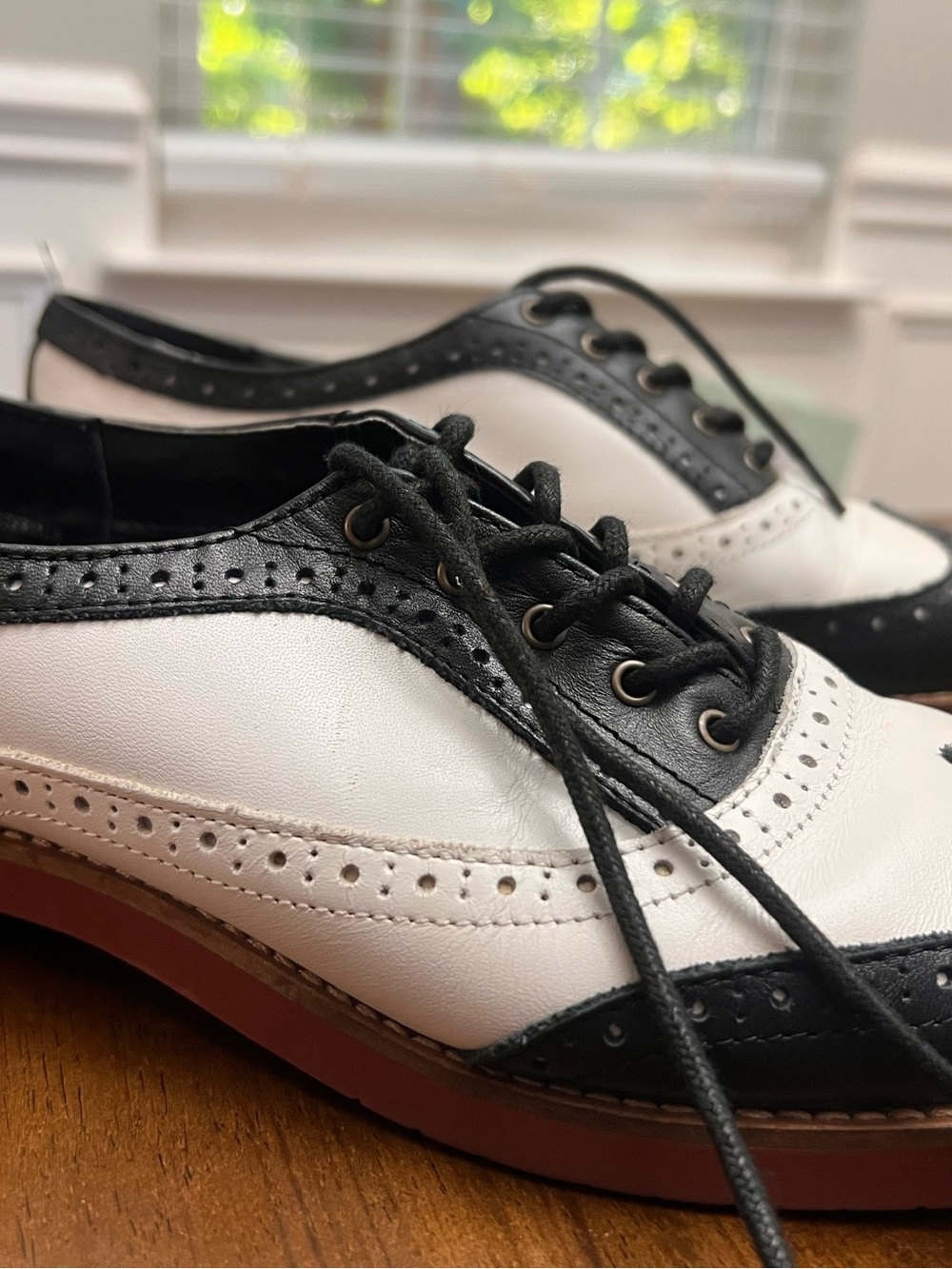 GH Bass Two-Tone Black and White Women's Wingtip Oxfords